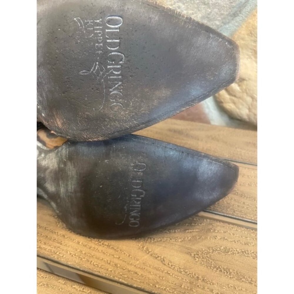 OLD GRINGO*Leopard Print suede & metal Stud Mid Ankle Side Zip boots snip toe 8 - Picture 13 of 13